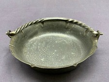 Schale mit Henkel Zinn Henkelschale Zinnschale Sch&uuml;ssel Durchmesser 14 cm alt
