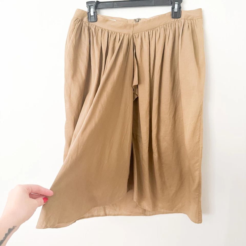 TSE Womens Cotton Pleated Ruffled Pocket Skirt Brown SZ 12 Lagenlook Artsy Boho - Image 3 of 4
