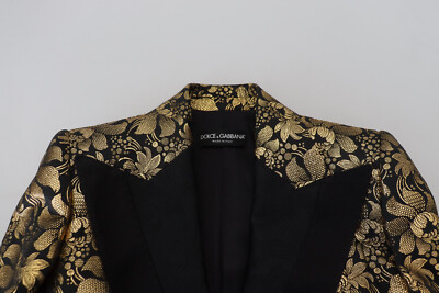 【VIP価格】DOLCE & GABBANA Enchanted Sicily Crystal Jacket DOLCE & GABBANA Jacket Blazer Black Gold Jacquard Coat IT40