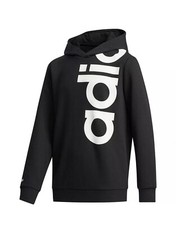Image of Childrens Adidas lightweight YB Overhead Black and White Hoody hoodie with Logo