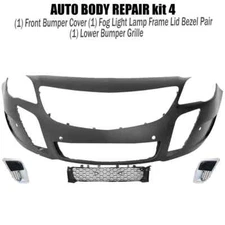 Front Bumper Cover Fascia & Fog Light Cover Pair For 2014-2017 Buick Regal
