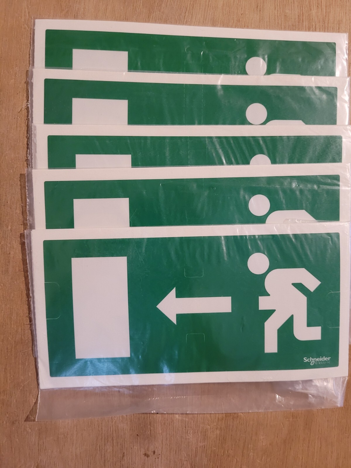 Étiquettes éclairage sécurité Schneider 75x170mm adhésives haute visibilité pour blocs BAES