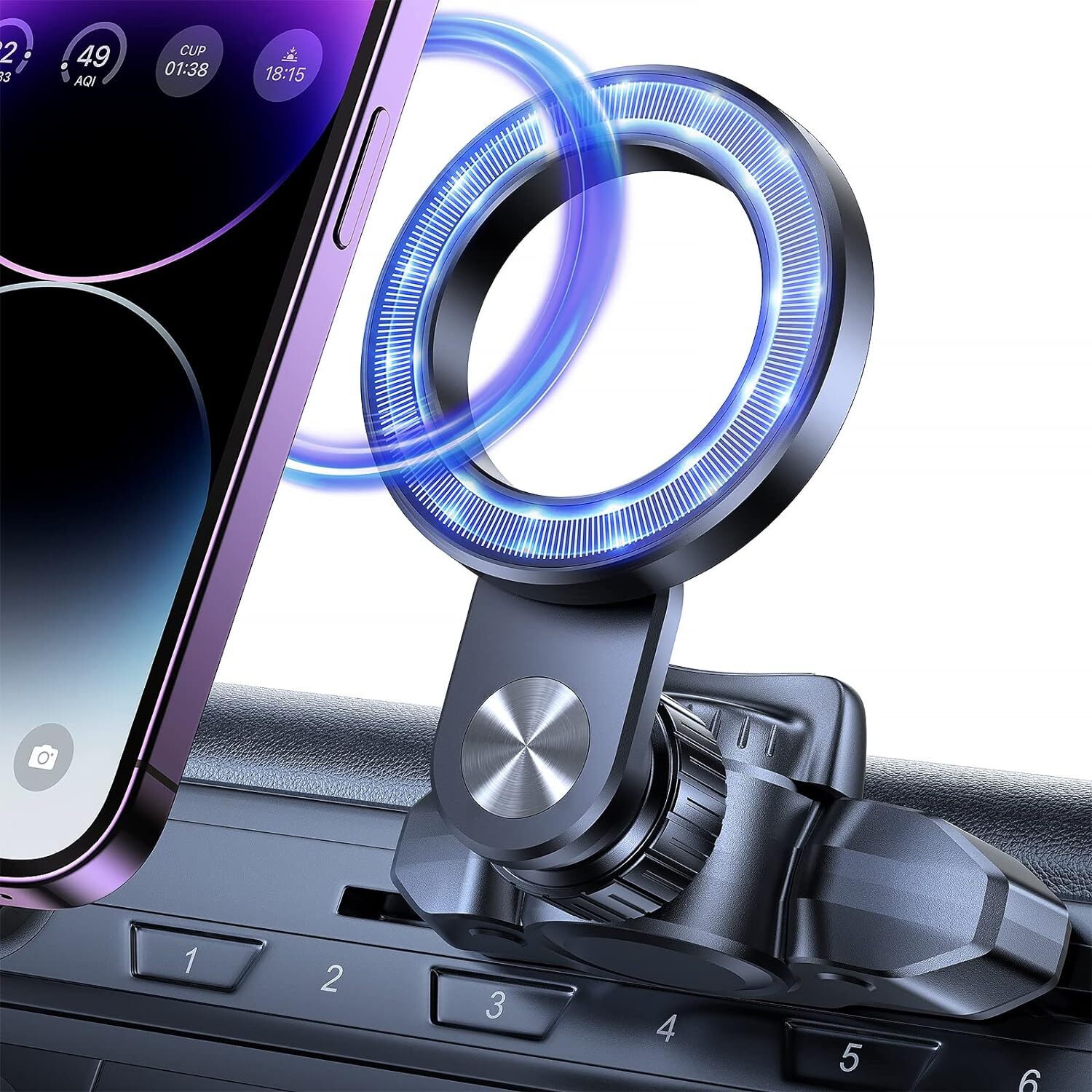 For CD Phone Mount Hollow Ring Design Magnetic Phone Holder for Car CD Phone