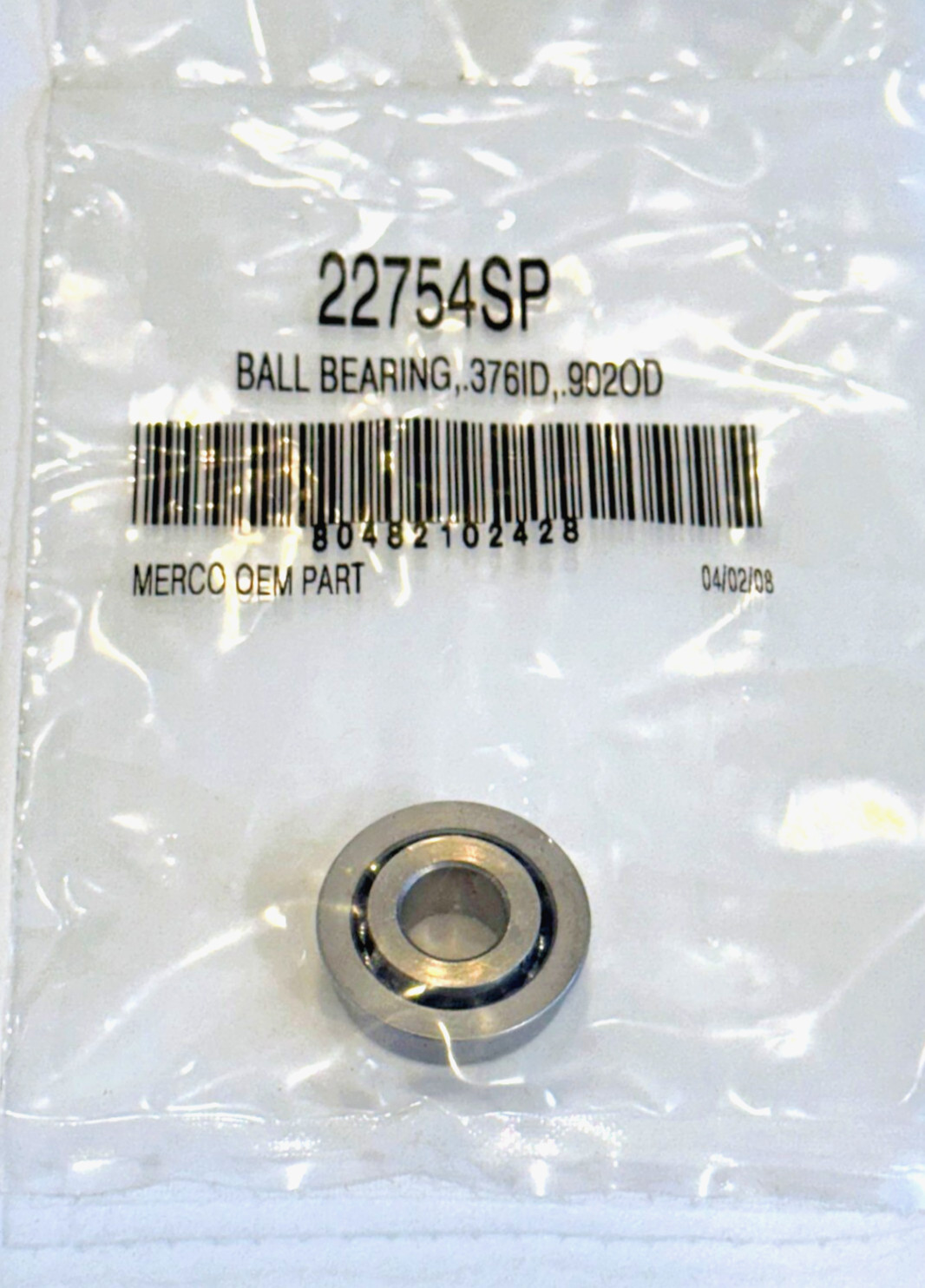 GENUINE OEM LINCOLN MERCO 22754SP BALL BEARING .376ID .902OD
