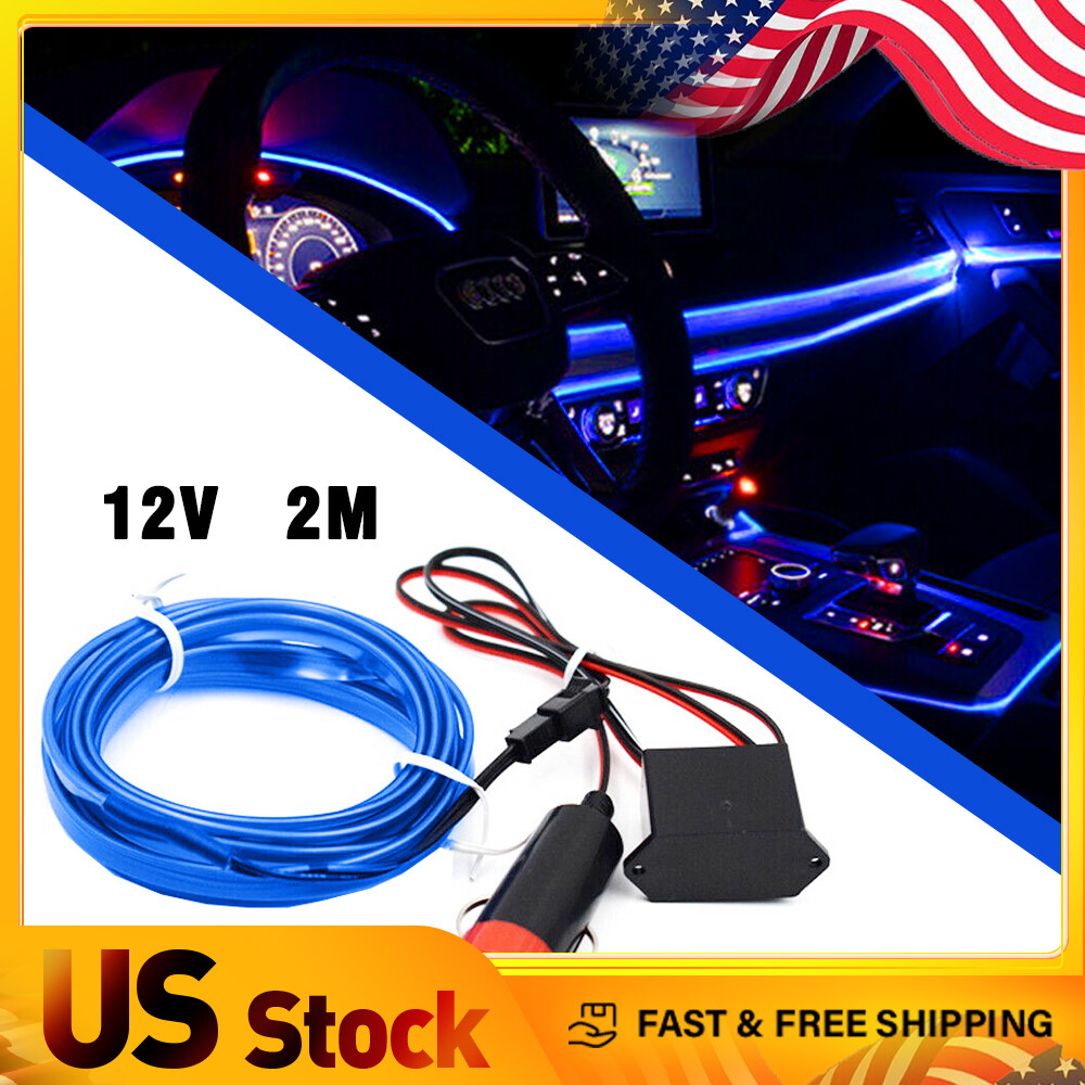 200cm Blue LED Car Interior Atmosphere Strip Light Accessories
