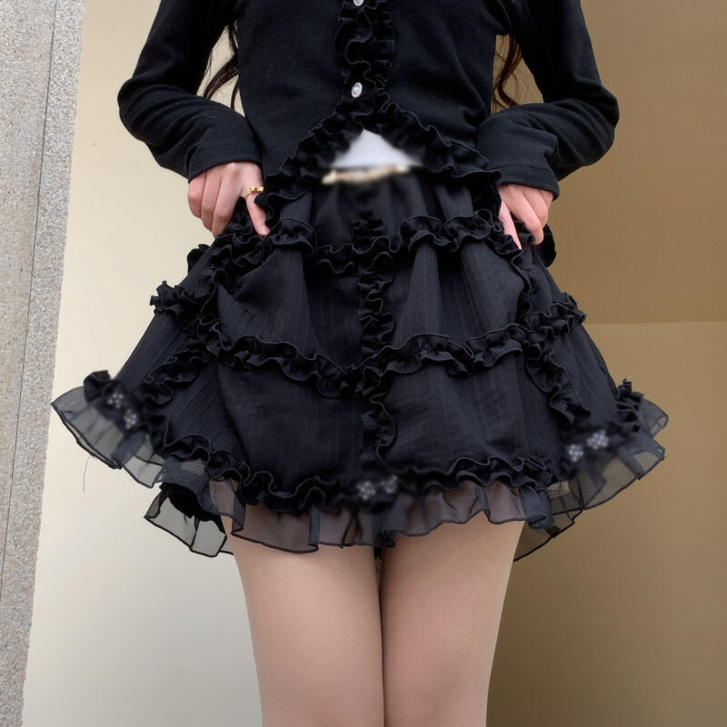 Women Petticoat Underskirt A-line Skirt Mesh Lace Japanese Women Petticoat Underskirt A-line Skirt Mesh Lace Japanese