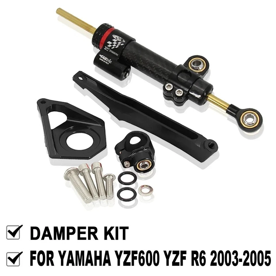 For Yamaha YZF R6 YZF600 2003-2005 Steering Damper Stabilizer Bracket Mount Kit - Image 2 of 4