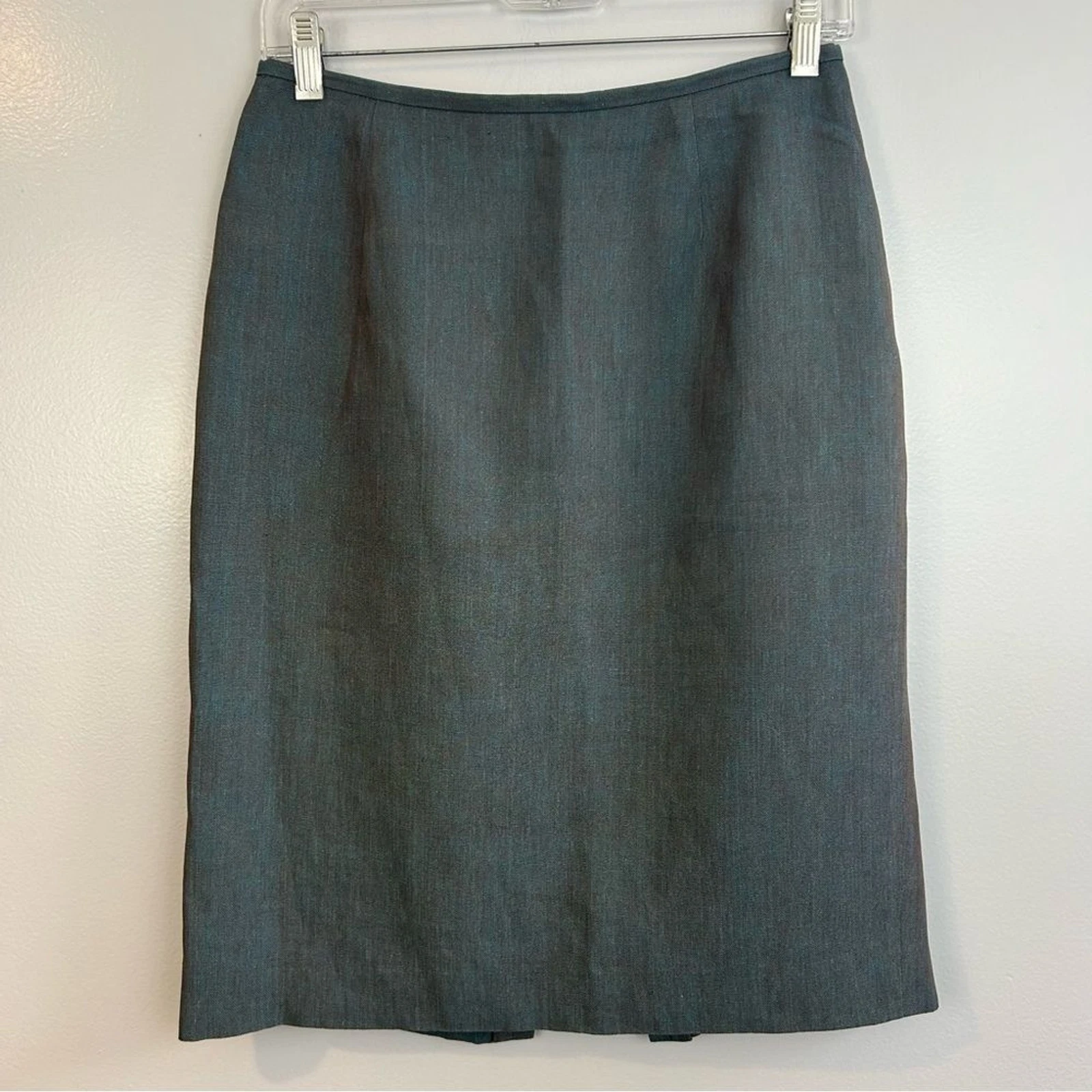 Lafayette 148 100% Linen Blue/Maroon Straight Pencil Skirt Size 4