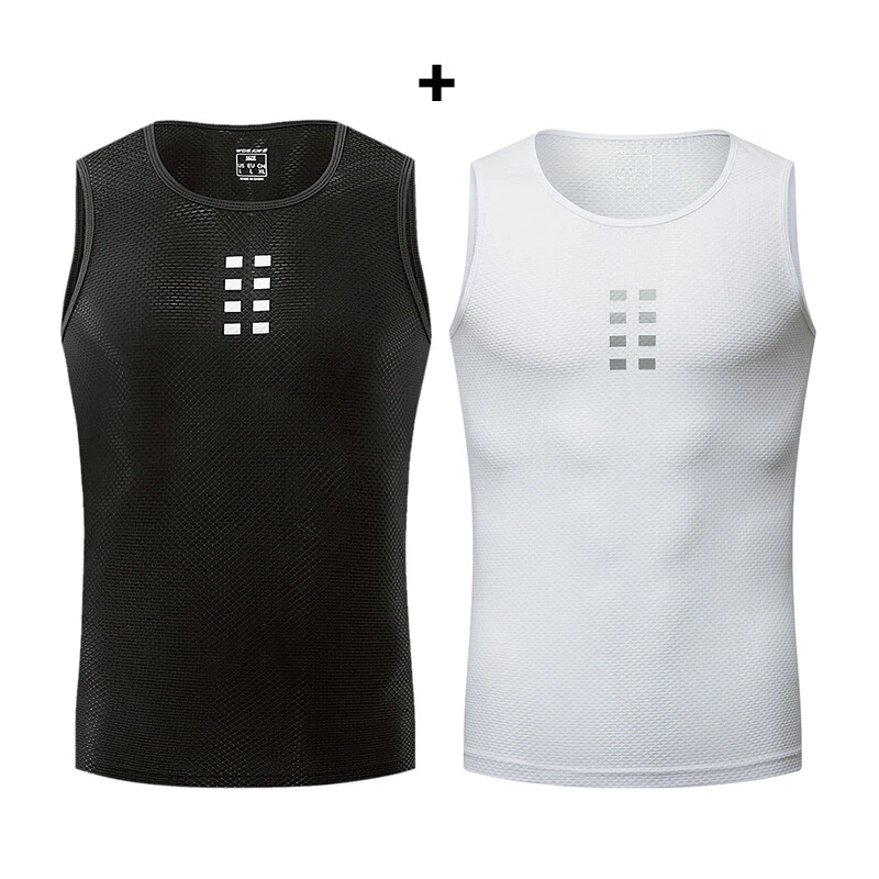 WOSAWE Men's Cycling Undershirt Sleeveless Mesh Tank Tops Round Neck Base Layer - Image 3 of 4