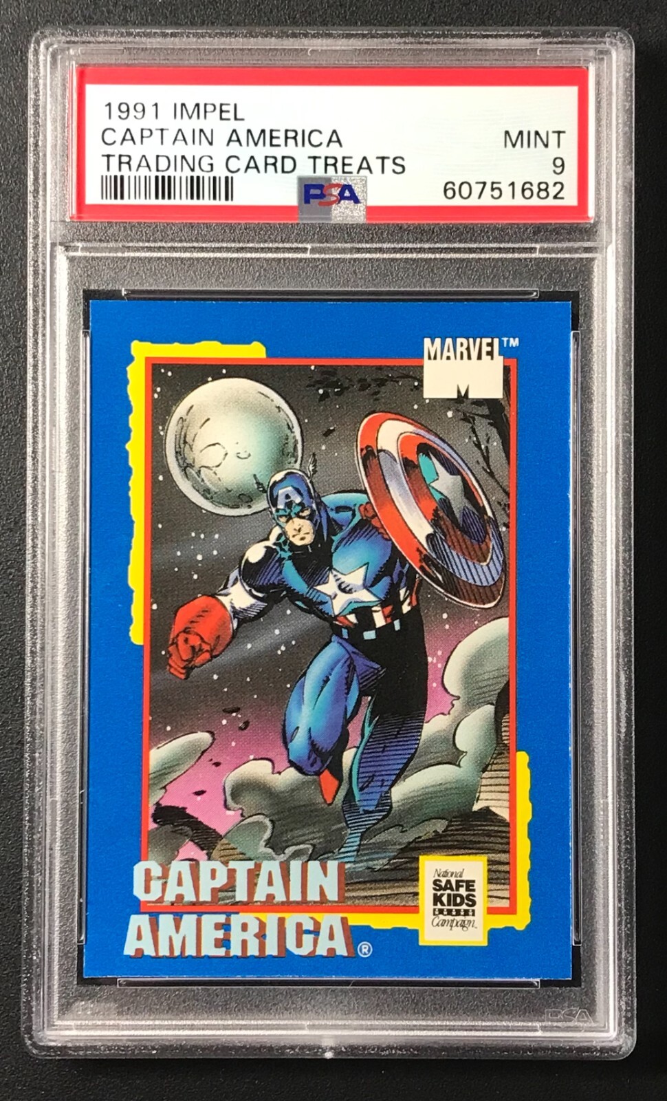 1991 Marvel Impel Trading Card Treats 🔥 CAPTAIN AMERICA PSA 9 🔥