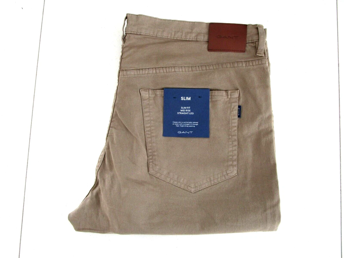 Gant Men's Slim Straight Leg Desert Brown Stretch Jeans Size: 38 x 34