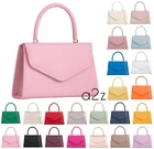 Women's Faux Leather Clutch Bag Top Handle Chain Evening Party Handbag Wedding