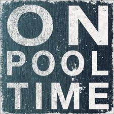 On Pool Time Metal Sign, Summer, Outdoor Living, Home Decor, Wall Accent, Relax