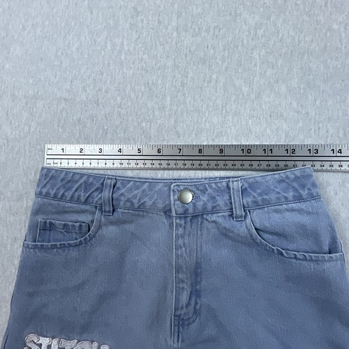Disney Stitch Shorts Big Girls Size: 11-12 100% Cotton Raw Hem Denim Summer Blue - Picture 10 of 16