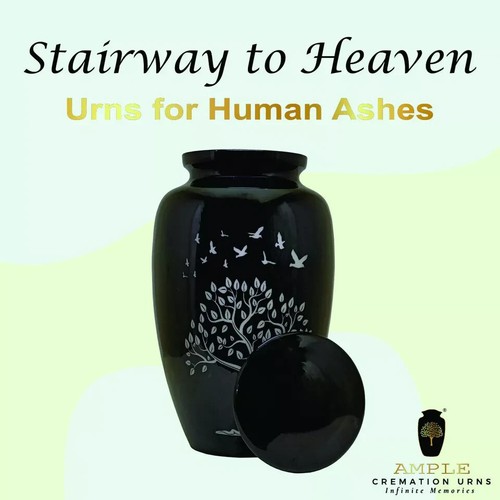Urnas de cremación Tree of Life para cenizas humanas - Urna funeraria conmemorativa para adultos negra - Imagen 7 de 7