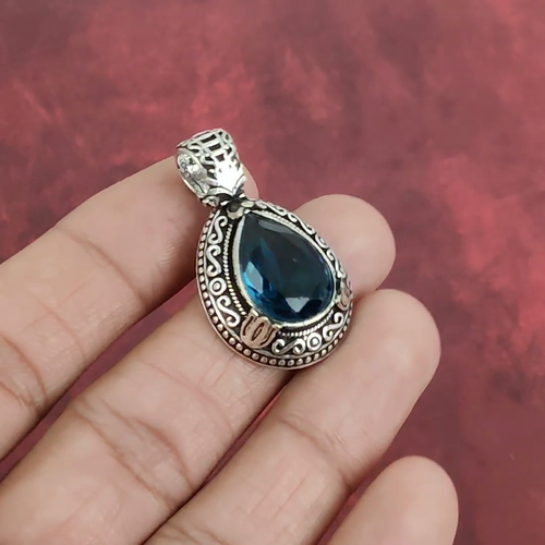 Iolite Gemstone Handmade 925 Sterling Silver Pendant Jewelry Gift For Love - Video 1 of 1
