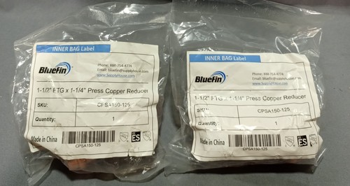 Lot If 2 Bluefin CPSA150-125 1-1/2" FTG × 1-1/4" Press Copper Reducer