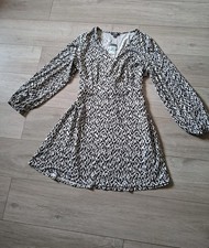 Black & White Abstract Print Flared Dress Stretch BNWT Office Smart Primark UK20