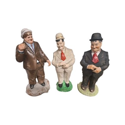 People Theme Brown Beige Black Ceramic Painted Figurines Set of 3 Men Sculpture