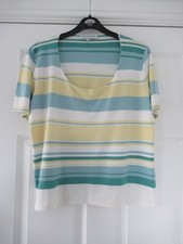 Gray & Osbourn yellow, blue and white, short sleeve, front lined top size 18