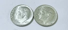1964 Roosevelt Dimes, 90% Silver, Lot Of 2 Circulated Coins Free Shipping #8700