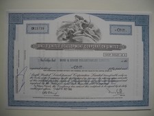 Anglo United Development Corporation Ltd,  1 Aktien Titel von 1986