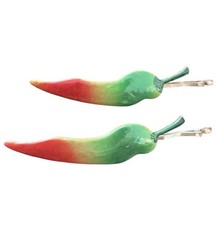 Vintage Metal Pepper Hair Clips Bobby Pins in Green, Red, Yellow, Deadstock