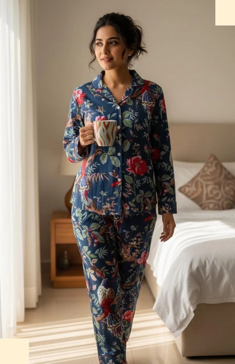 Women Sleepwear Cotton Pajama Set Floral Print
Opens in a new window or tab