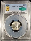 1943 MERCURY DIME PCGS GRADED MS66FB CAC 10C BRIGHT WHITE MERC