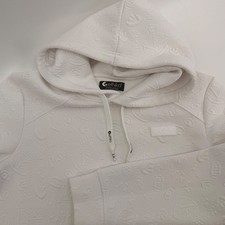 Ethika Mens White Embossed Logo Hoodie Sweatshirt XL All Over Print Textured