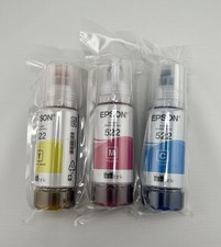 New Genuine Epson 522 Ecotank Combo Pack C/Y/M Ink Bottles 03/27
