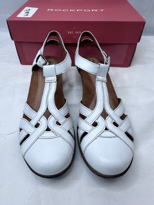 Rockport Cobb Hill Women's Abbott Aubrey White Sandals NEW 10