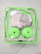 Vintage Polaroid Foldable Headphones Green 3.5mm Built-In Mic Enhanced Bass 