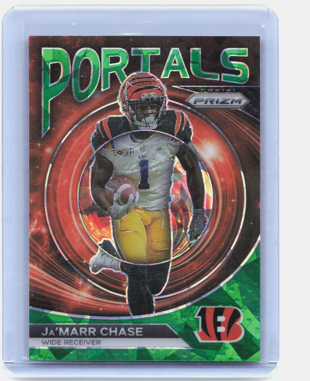 2023 Panini Prizm #PO-6 Ja'Marr Chase Portals Prizms Green Ice