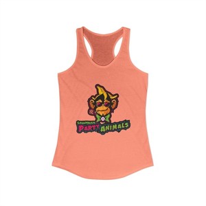 Savannah Party Animals Women's Ideal Racerback Printed Tank Top Banana Ball Fun