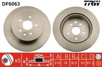 2X Bremsscheibe TRW DF6063 FüR IS Lexus GS 2 3 200D ALE20_ ALE20R 220D ALE20 250