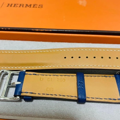 Hermès Navy Blue Double Tour Band for 38mm 40mm 41mm Apple Watch Unisex - Photo 7 sur 9