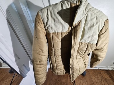 Nomad Men's Colorblock Quilted Puffer Jacket Full Zip Tan/Beige Size L