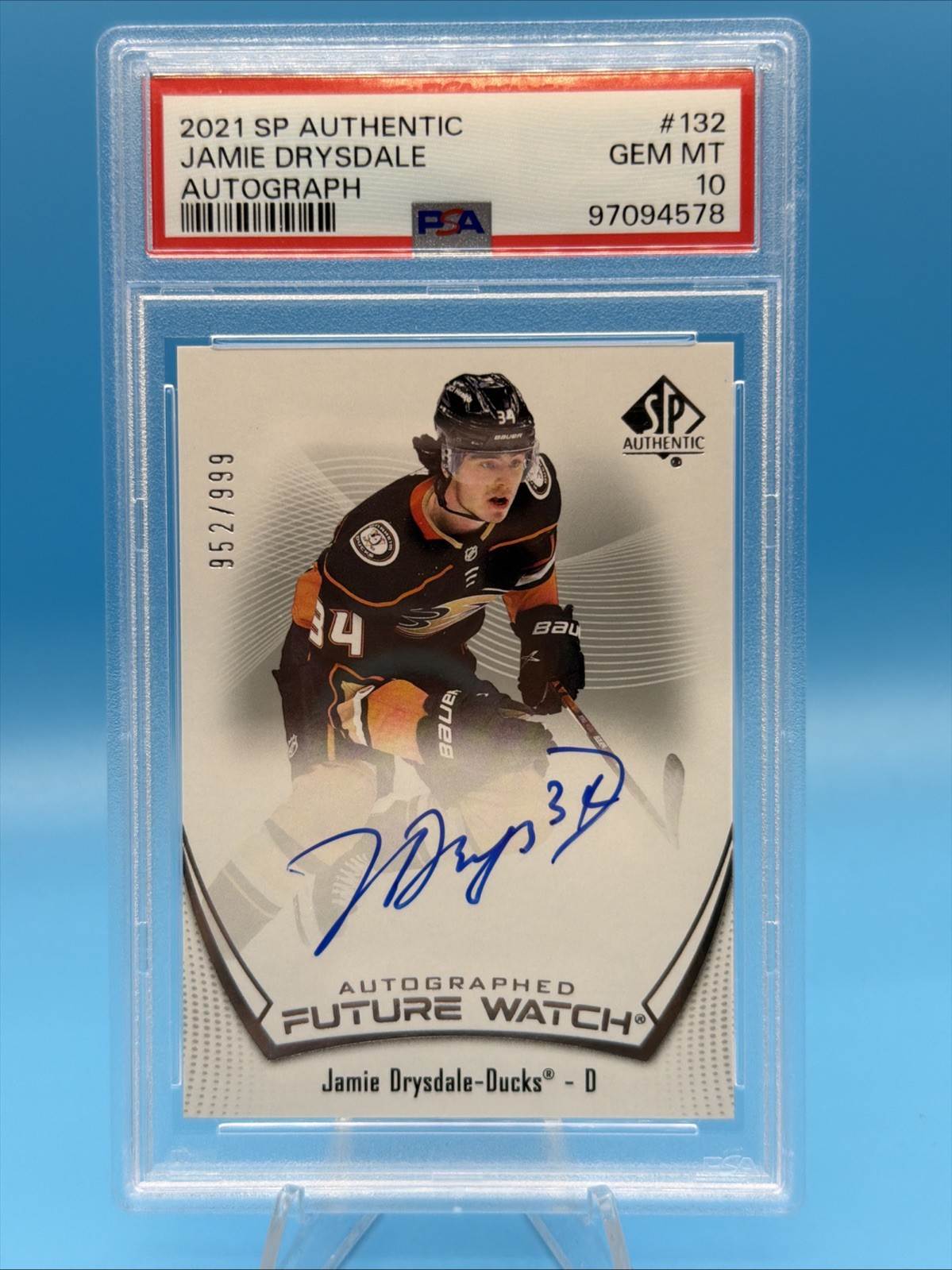 2021-22 SP AUthentic Future Watch Auto/999 Jamie Drysdale PSA 10