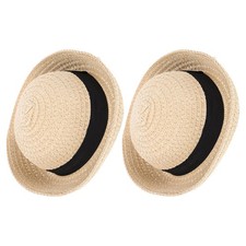 2 Pcs Doll Clothing Accessories Tiny Hats Mini Straw for Crafts Projects