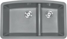 Ackland AKKQS-6040-3219-DB 32-1/2" Undermount Double Basin Quartz - Grey