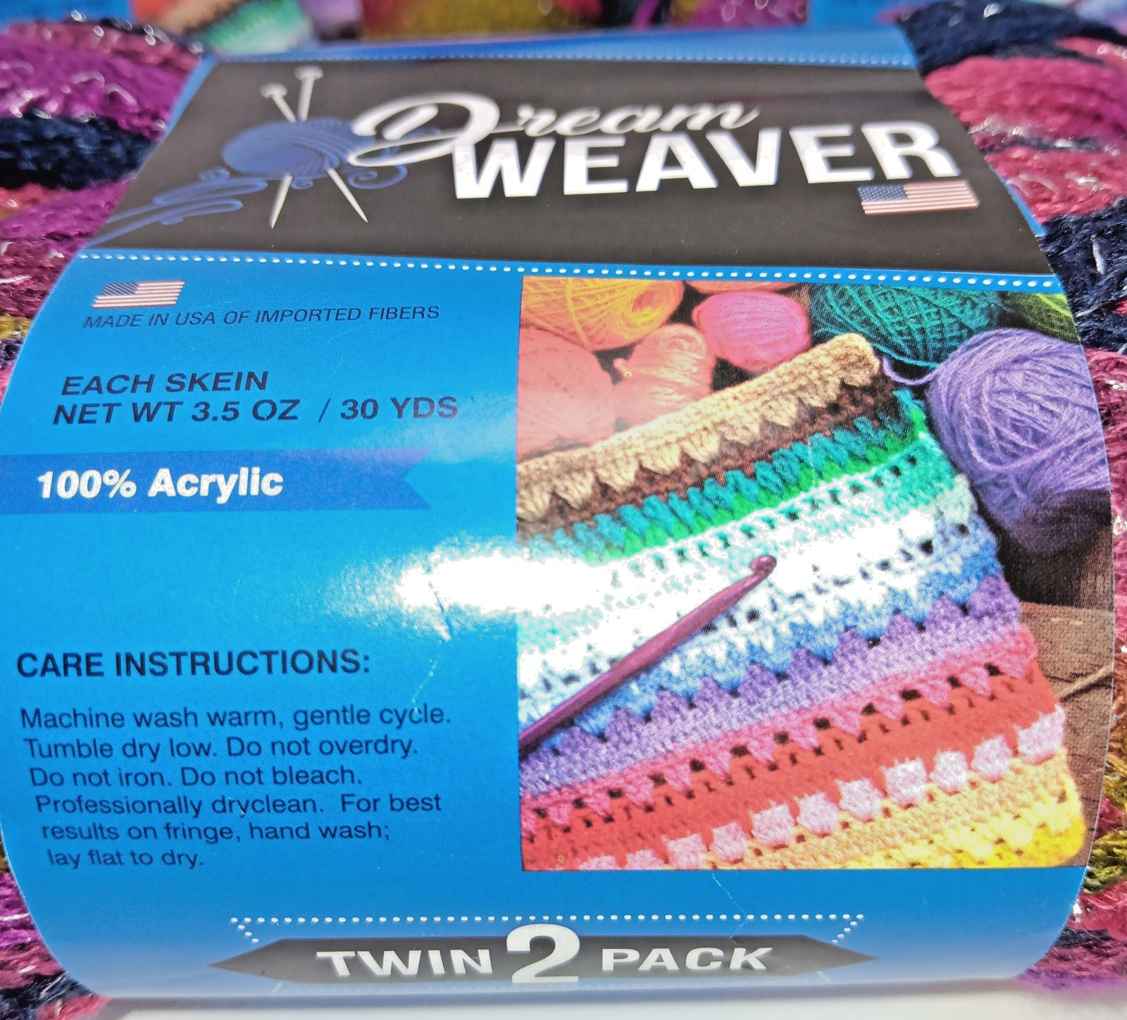 Rainbow Sashay Yarn Silver Accent Pink Purple Blue Dream Weaver 6 Skeins Mambo