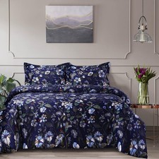 Velvet Floral Duvet Cover Set - Oversized, Queen/King, Machine Washable