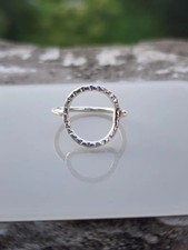 Textured Circle Ring: Handmade Sterling Silver Open Ring Fancy And Unique Ring.