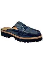 Donald Pliner Women's Hillie Crinkle Patent Slip On Loafers Navy