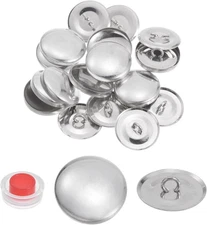 10 Sets Self Cover Button Kit 36L 0.9" 23Mm with Wire Backs Aluminum Buttons to 