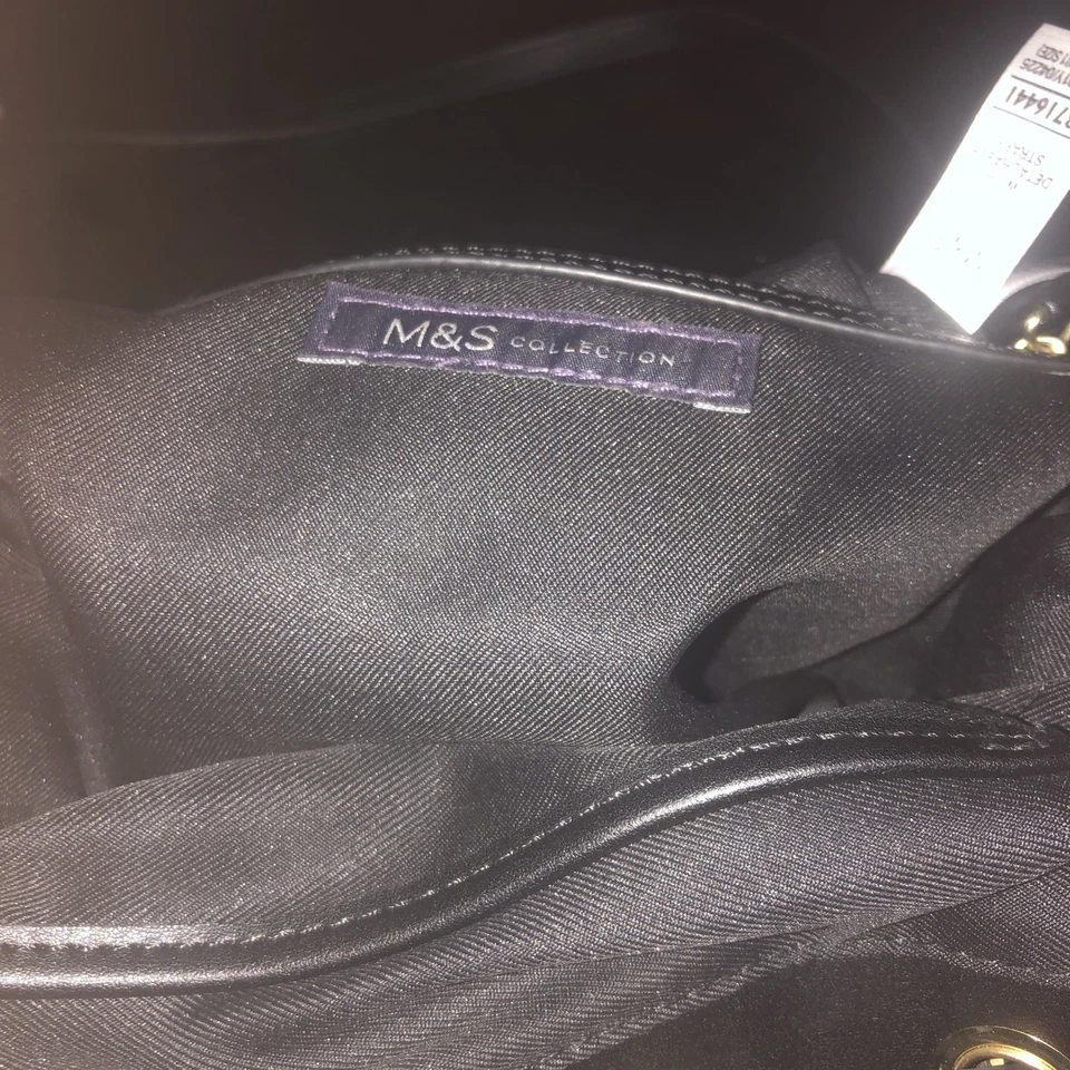 Marks and Spencer Small Straw Black Mix drawstring bag with long and short strap - Image 3 of 4