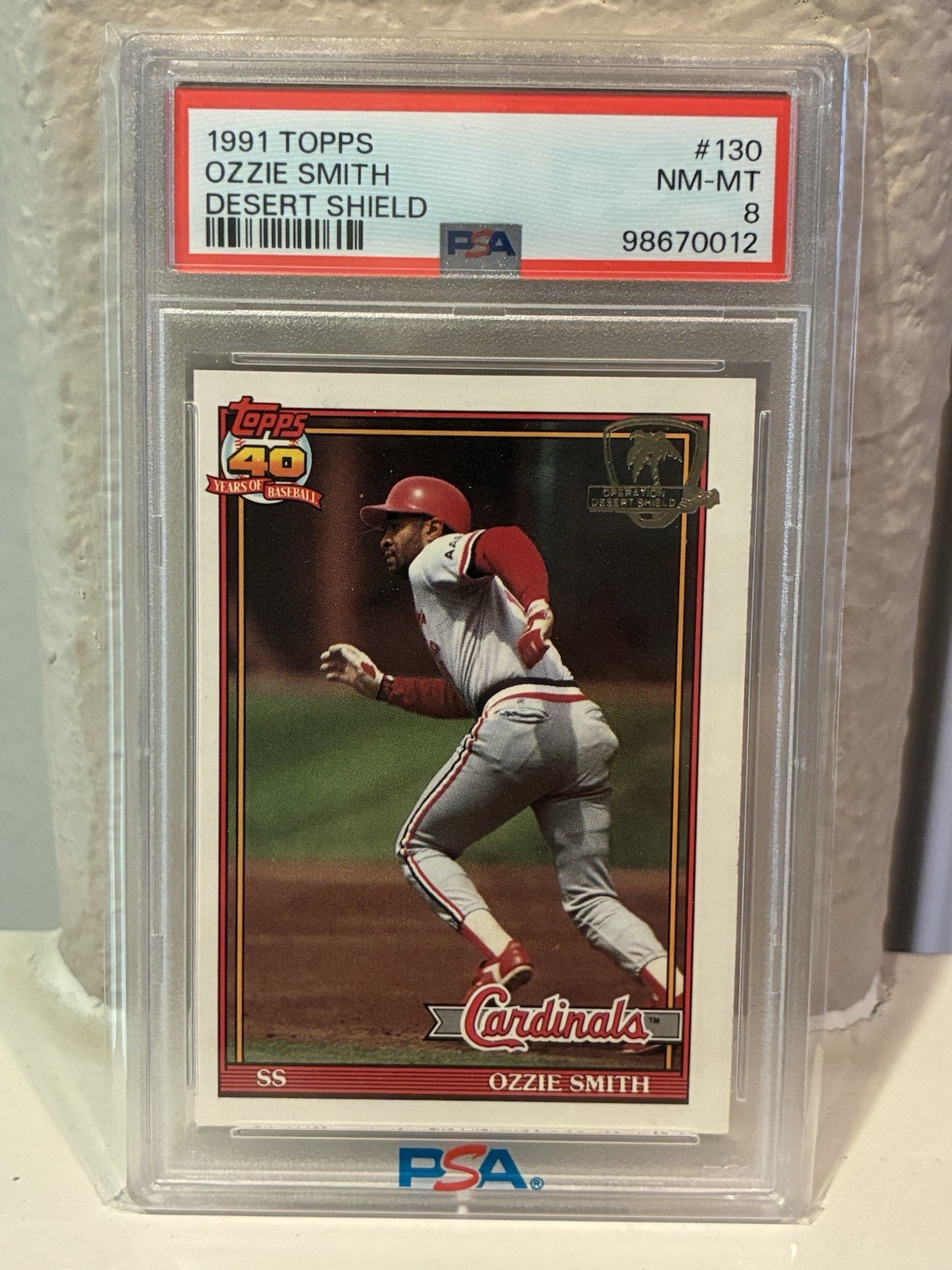 1991 Topps Desert Shield Ozzie Smith #130 PSA 8 NRMT St Louis Cardinals H