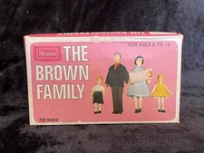Vtg Sears Roebuck Dollhouse Miniature Dolls The Brown Family Complete NIB In Box