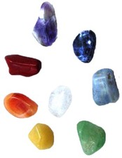 BUTW- 8 chakra natural stone healing kit + stone chart & palm stone  3700P